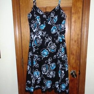 Another Thyme Women's Strap Sun Dress Floral Print 100% Cotton SZ 8 Lace Hem